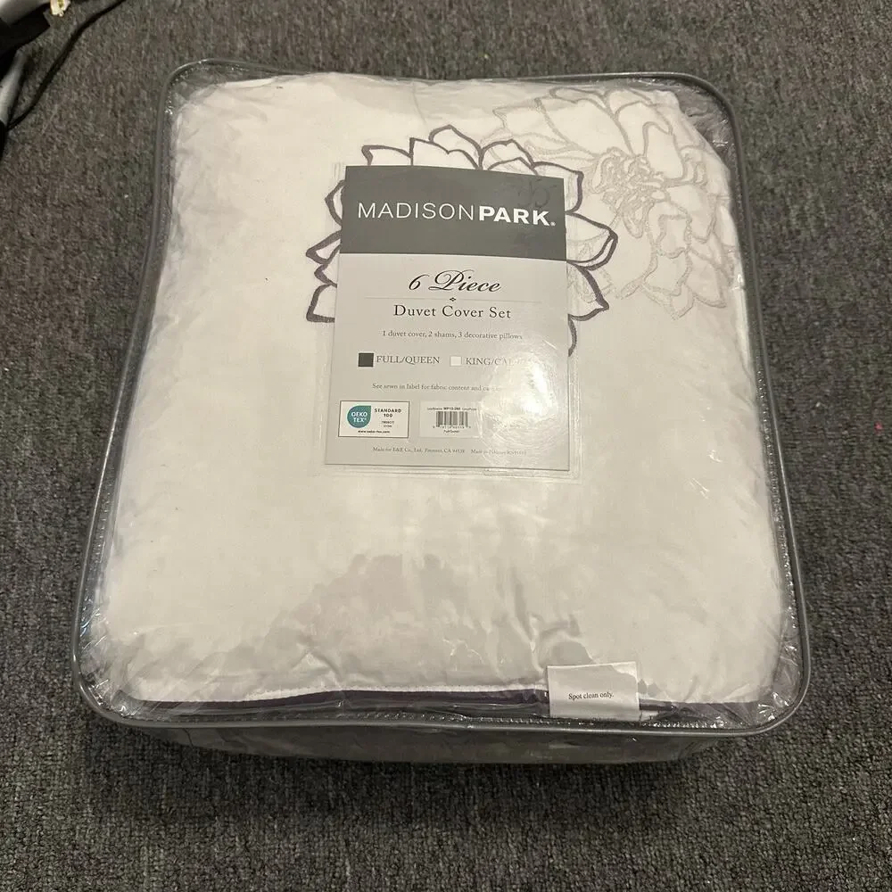 Madison Park 6 Piece Color Cotton Sateen Printed Duvet Cover Set Gray/Purple